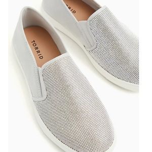 Torrid grey embellished faux gem slip on sneaker